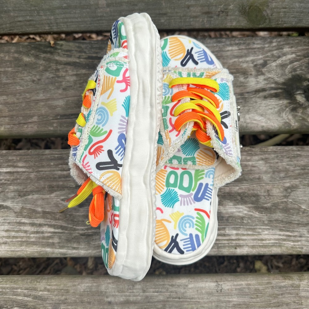 Crazy Pop Art Graffiti Multicolor Platform Slide Sandals Sz 42 US 11.5 Urbancore - Picture 6 of 9